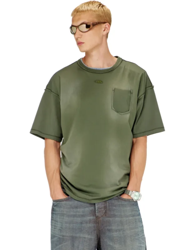 Faded T-shirt With Ripped Pocket Detail