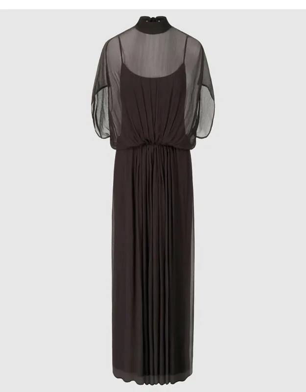 Viviana Dress With Chiffon Overlay And Adjustable Waist