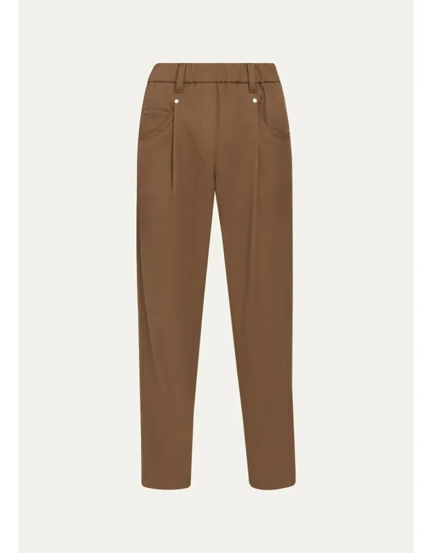 Cotton Straight-leg Ankle Pull-on Pants