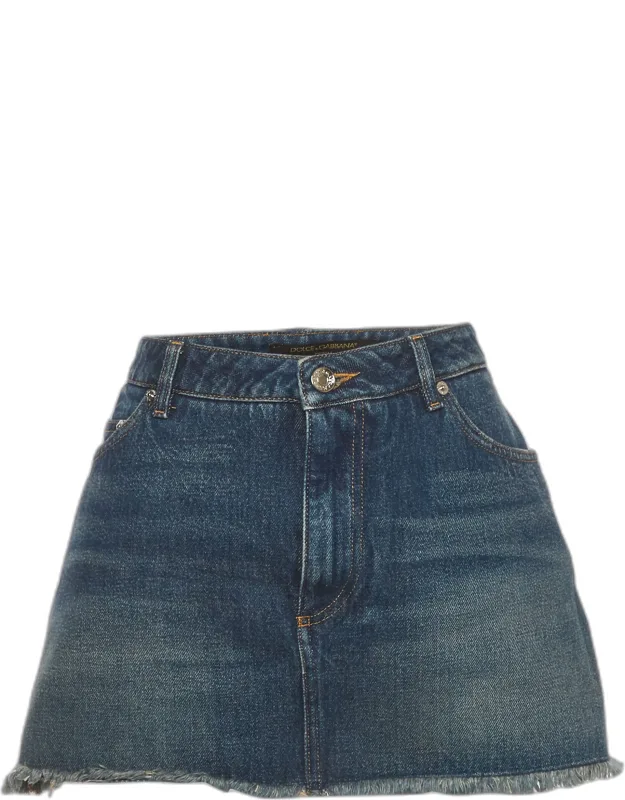 Frayed Denim Mini Skirt