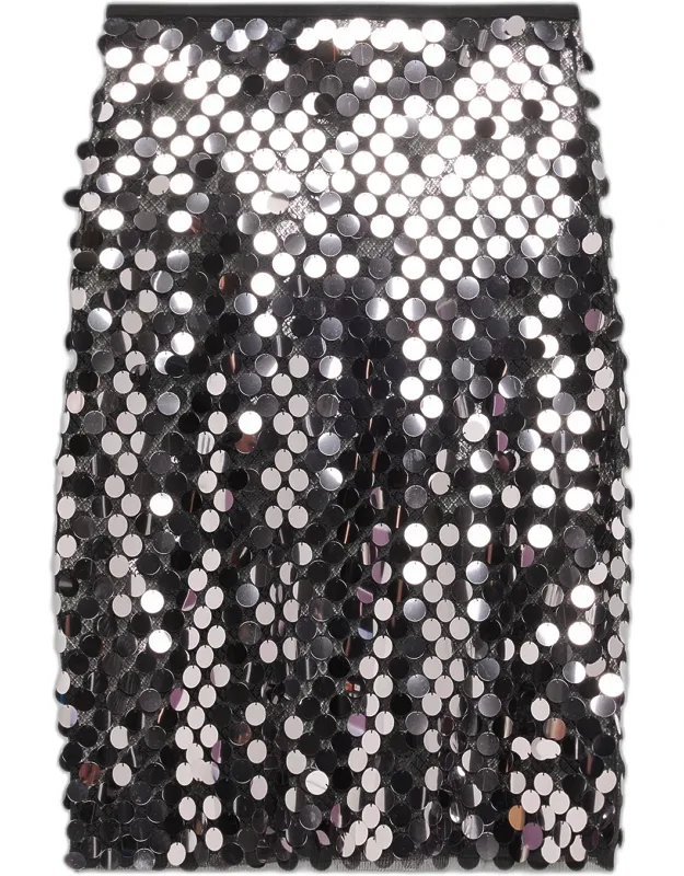 Sequined Mesh Skirt
