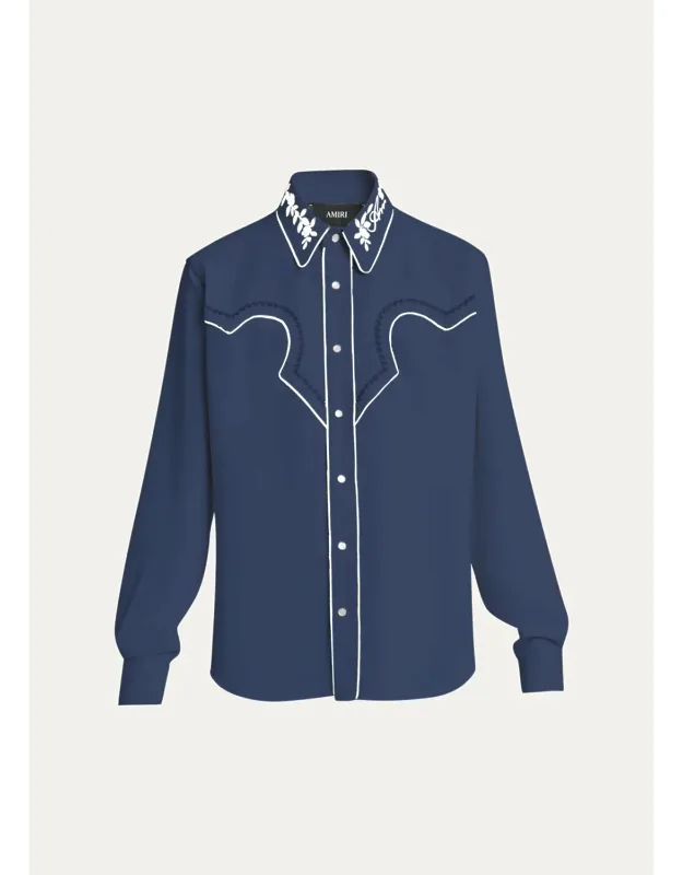 Embroidered-trim Western Shirt