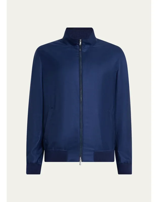 Cashmere Zip-front Blouson Jacket
