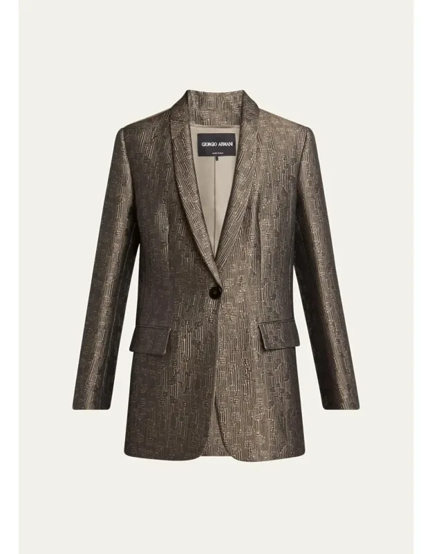 Silk Jacquard Single-breasted Blazer