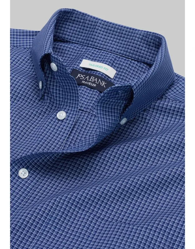 Traveler Collection Tailored Fit Plaid Dress Shirt