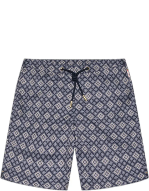 Longest-length Paisley Season Print Drawcord Swim Shorts