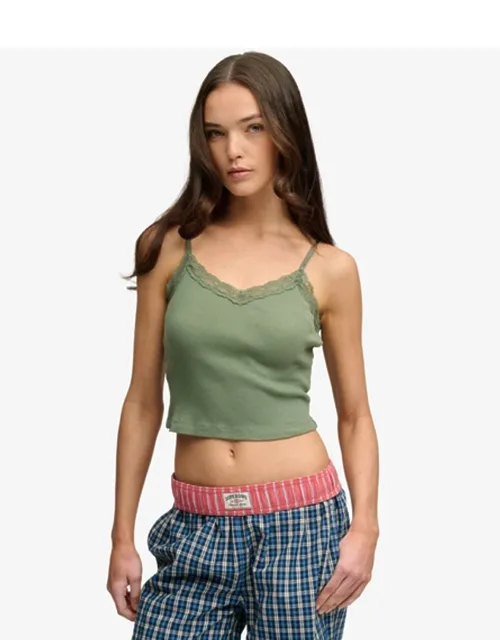 Essential Lace Trim Cropped Cami Top