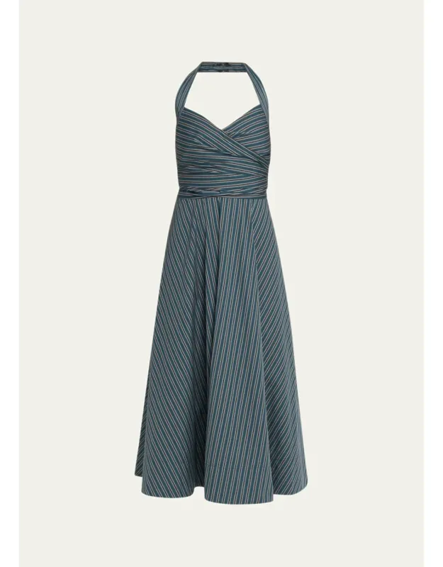 Stripe Halter Midi Dress