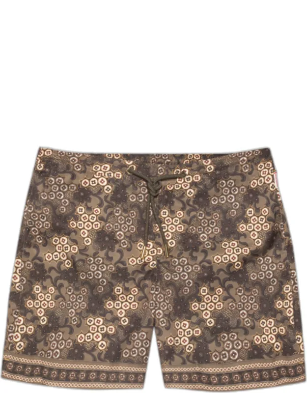 Paisley Swim Shorts Elegant Drawcord Fit