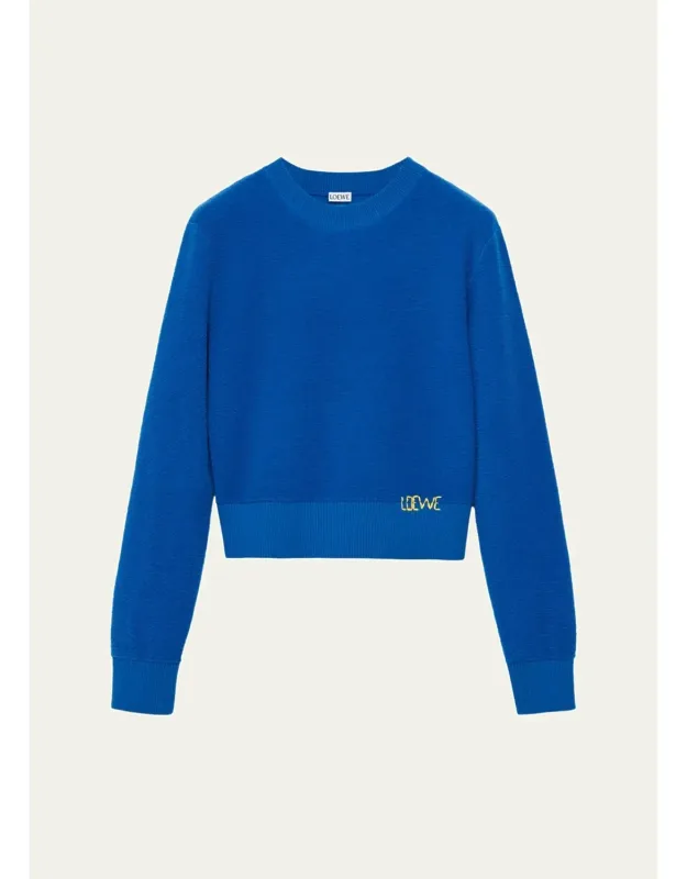 Embroidered Wool Crewneck Sweater
