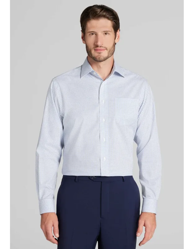 Comfort Stretch Tailored Fit Grid Dress Shirt