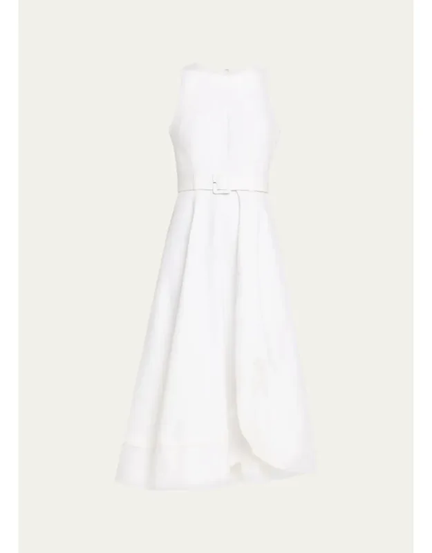 Belted Denim Midi Dress