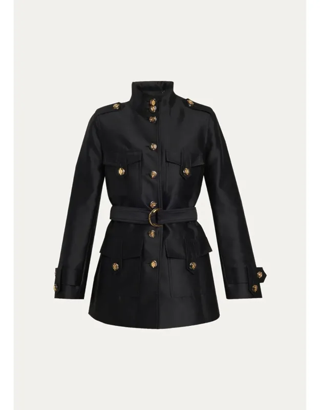 Utility Wool-silk Belted Coat