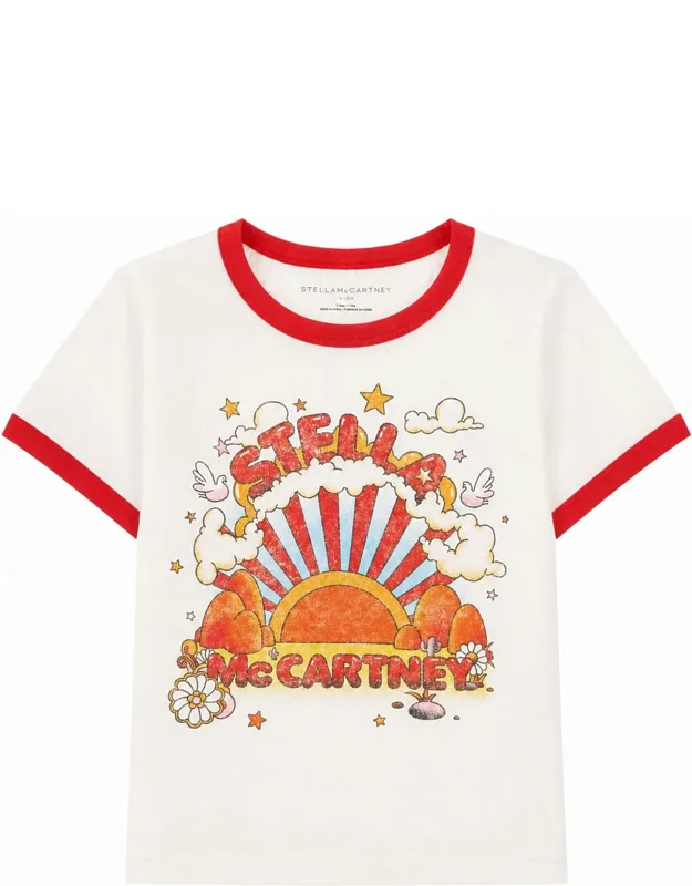T-shirt With Contrast Edges And Graphic Print