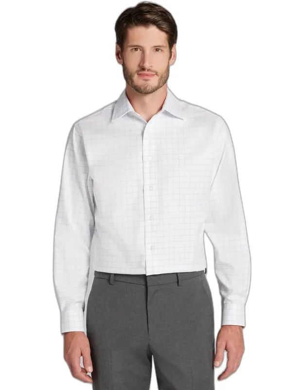 Reserve Tailored Fit Grid Pattern Non-iron Dress Shirt