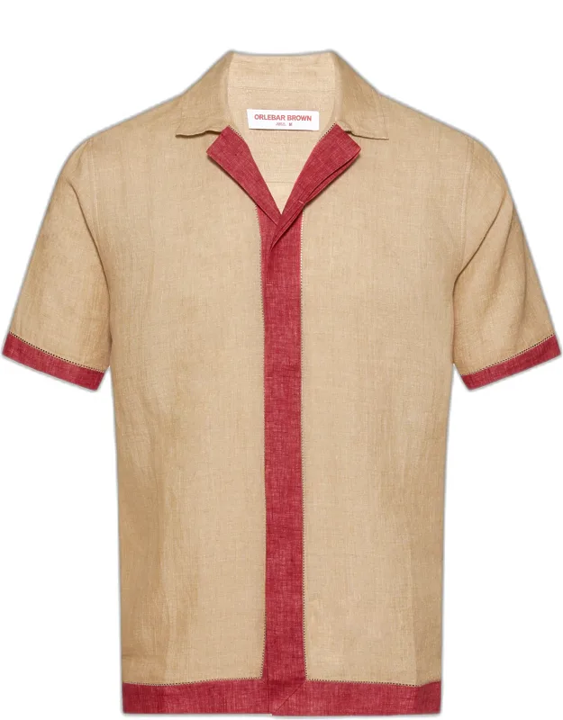 Two-tone Textured Linen Shirt