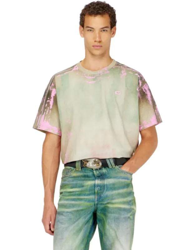 T-shirt In Cracked Leather-effect Jersey