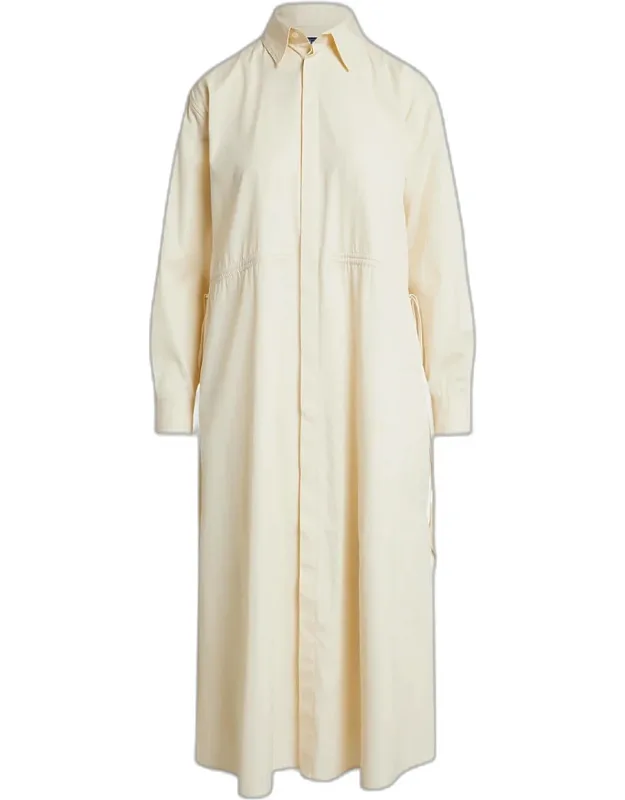 Cotton Drawcord Midi Shirtdress