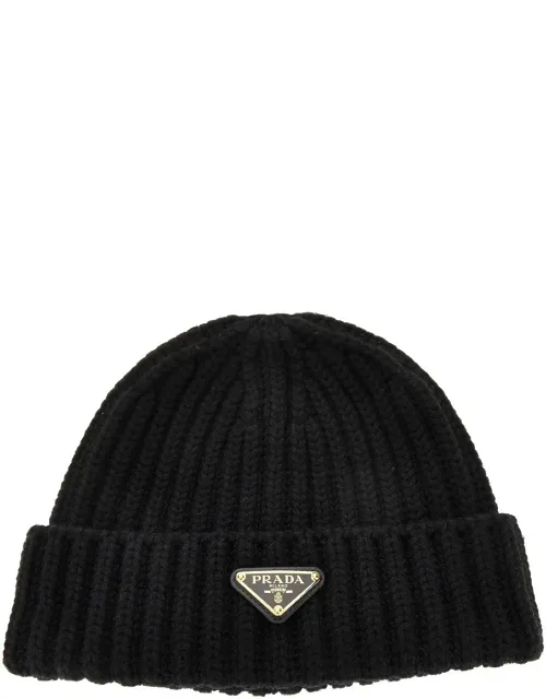 Knitted Beanie With Triangle Logo