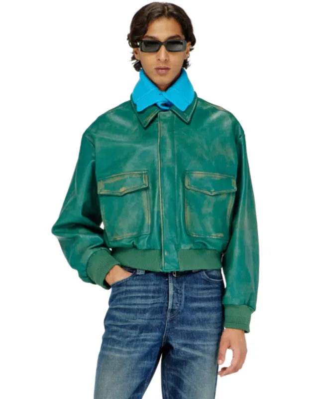 Aviator Jacket In Treated Leather