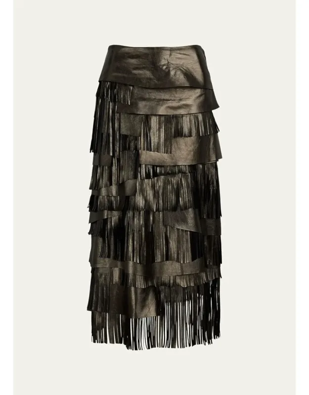 Metallic Lambskin Skirt