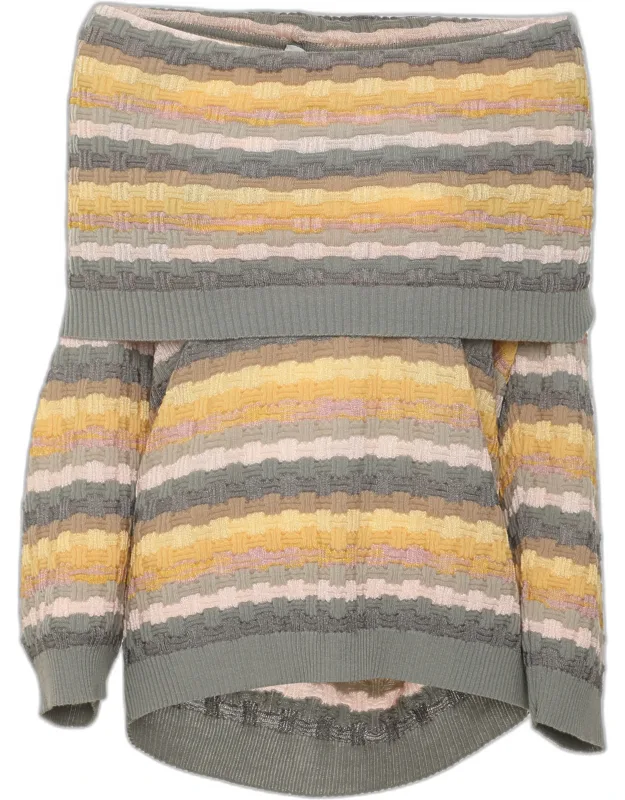Multicolor Wool Blend Cowl Neck Sweater