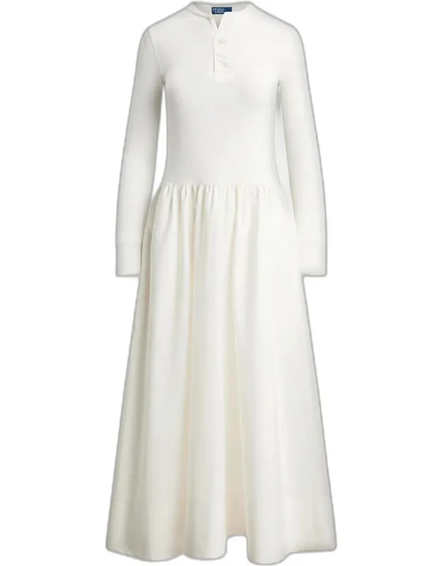 Cotton Henley Midi Dress