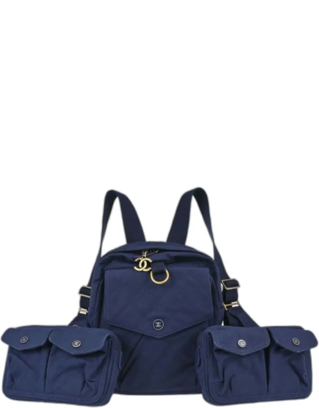 Double Waist Bag Canvas Backpack
