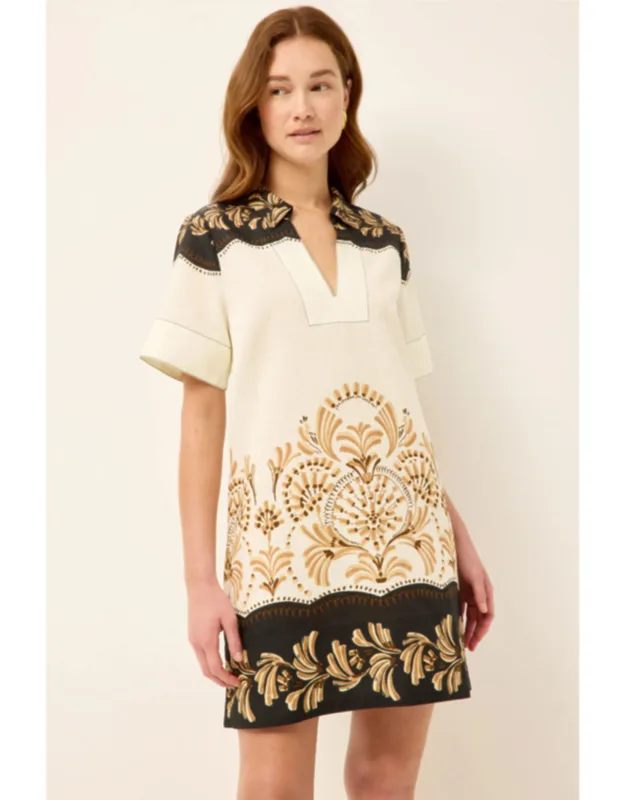 Dede Dress With Polo Collar And Placement Print