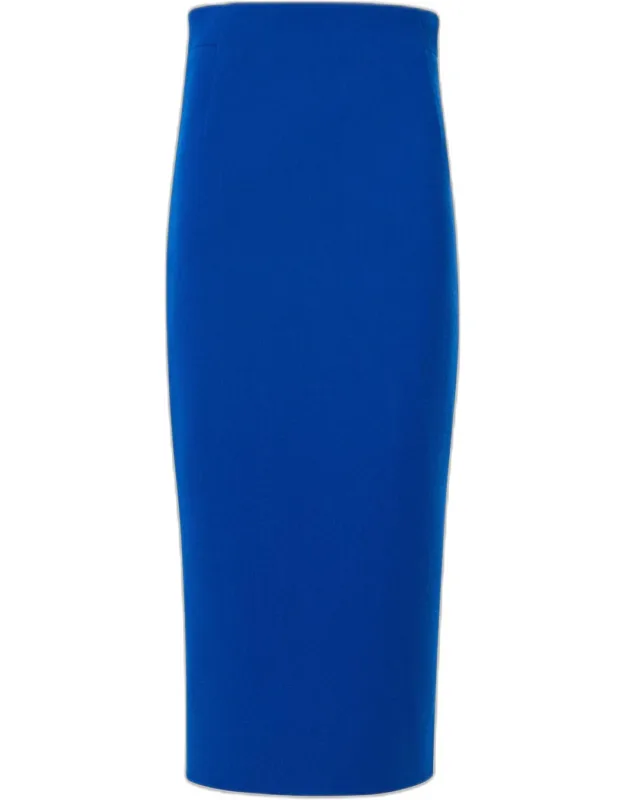 Wool Crepe Midi Pencil Skirt