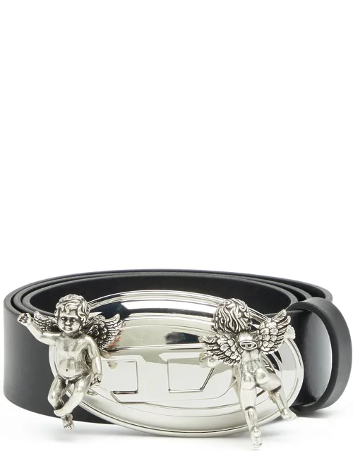 3.5cm Leather Belt With Cherub Oval D Buckle