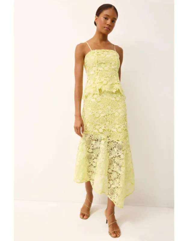 Casey Skirt - Asymmetrical Hem, Floral Lace