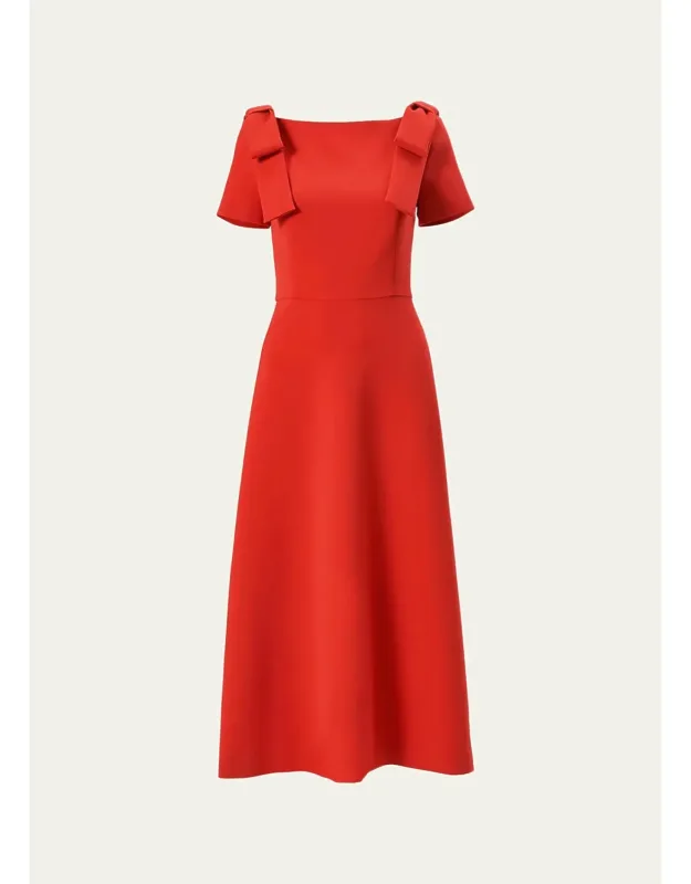 Boatneck Bow Midi Dress