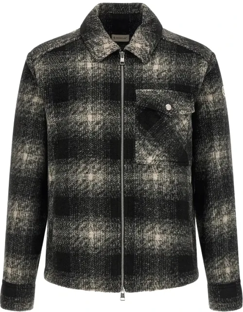 Check Jersey Zip-up Shirt