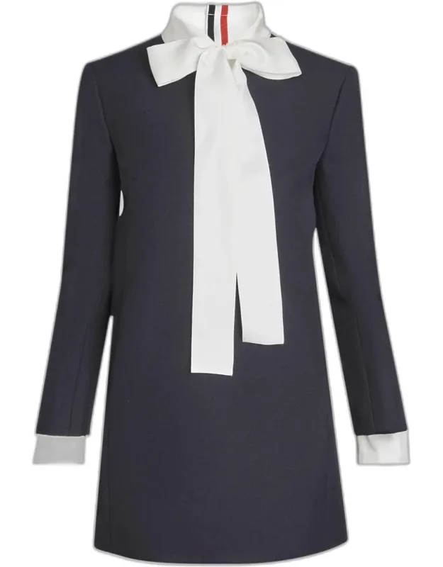Tie-neck Straight Shift Dress