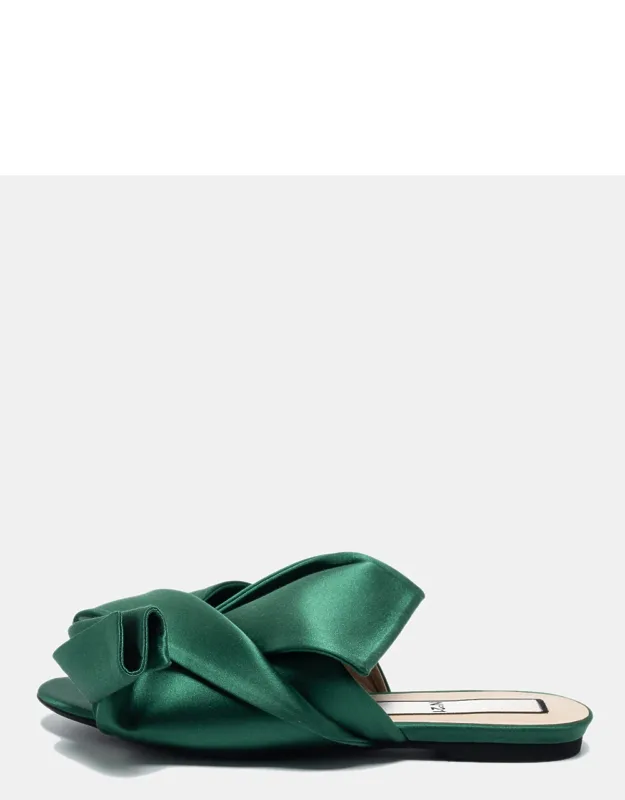 Satin Raso Knot Flat Mules