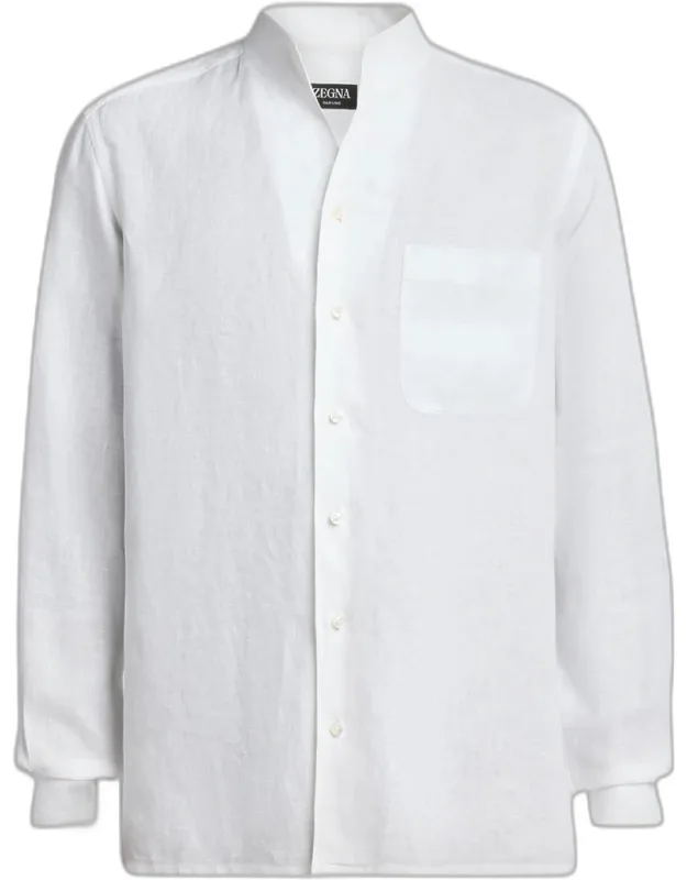 Oasi Linen Stand-collar Button-down Shirt