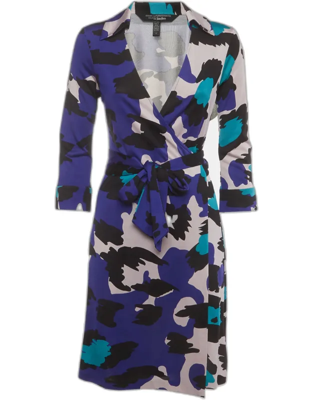 Abstract Print Jersey Wrap Dress