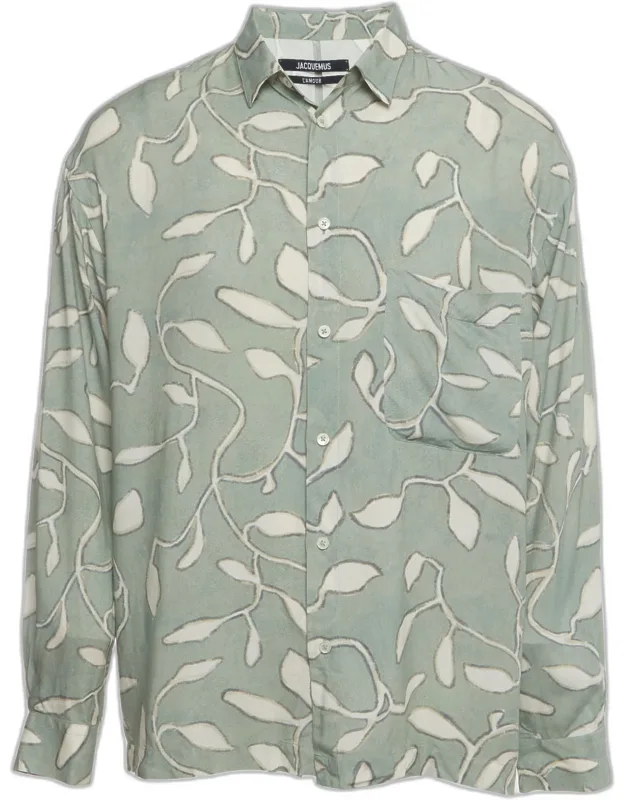 Leaf Print Poplin Button-up Shirt