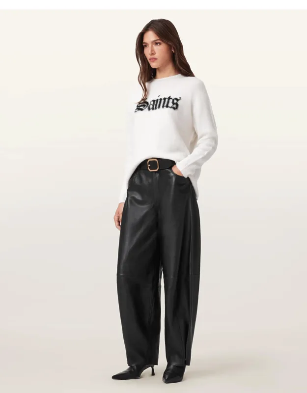 Wide Leg Leather Pants
