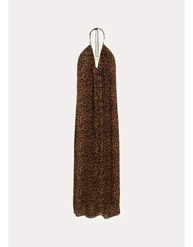 Leopard-print Halter Maxi Dress