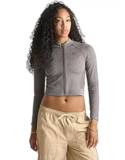 Seamless Cropped Full-zip Training Top