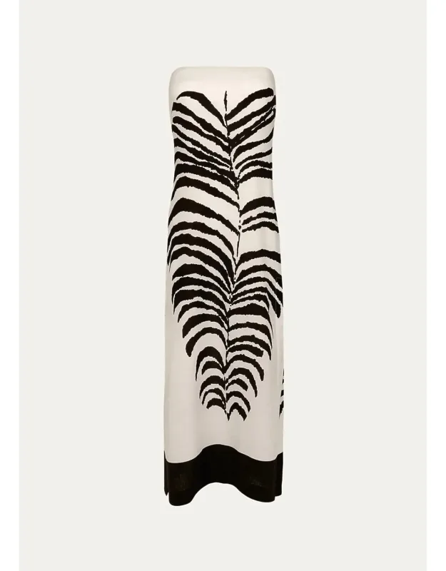 Leaf-print Linen-blend Midi Dress