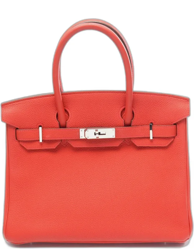 Birkin 30 Togo Calfskin Leather Top Handle Bag, Vivid Design