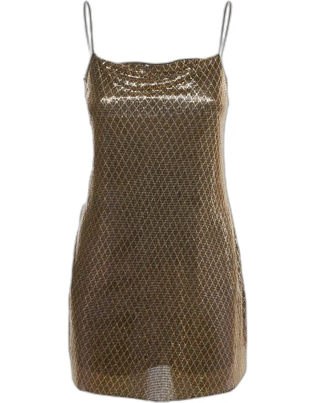 Metallic Chainmail Mini Slip Dress