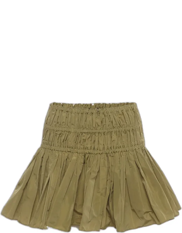 Taffeta Smocked Tiered Mini Skirt