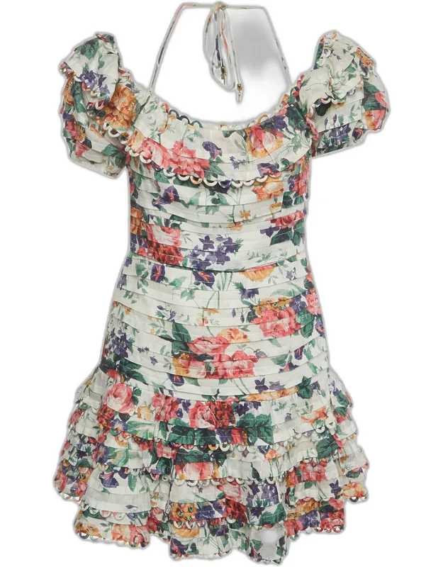 Floral Print Pintuck Mini Dress
