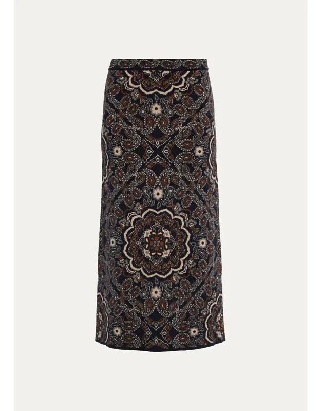 Bandana Jacquard Midi Skirt