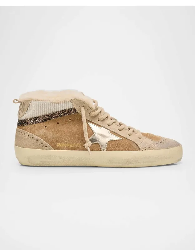 Mid Star Shearling-lined Suede Wing-tip Sneakers