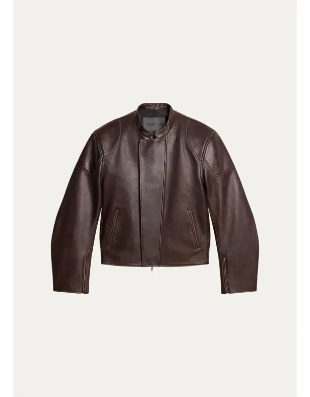 Leather Concealed-zip Moto Jacket